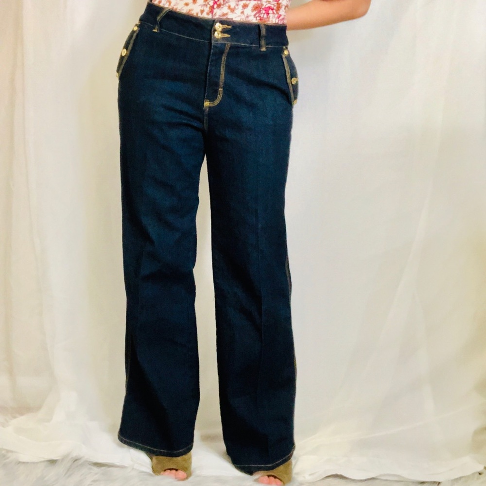 Ashley Stewart wide leg dark wash denim jeans